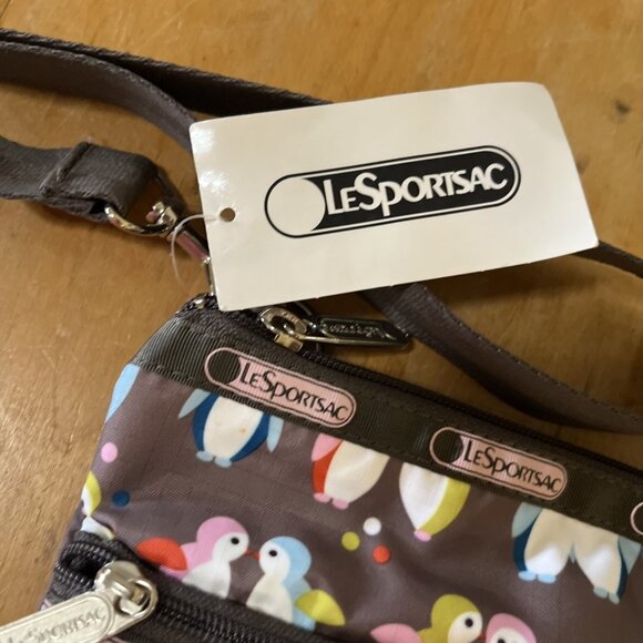 LeSportsac Crossbody Adjustable 3 Zipper Kasey Penguin Purse 9x7” Crossbody NEW - Picture 4 of 7